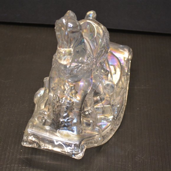 VTG Taiwan R.O.C. Iridescent Glass Christmas Toys Rocking Horse Candle Holder - Picture 2 of 7